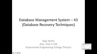 Database Management System – 43(Database Recovery Techniques)