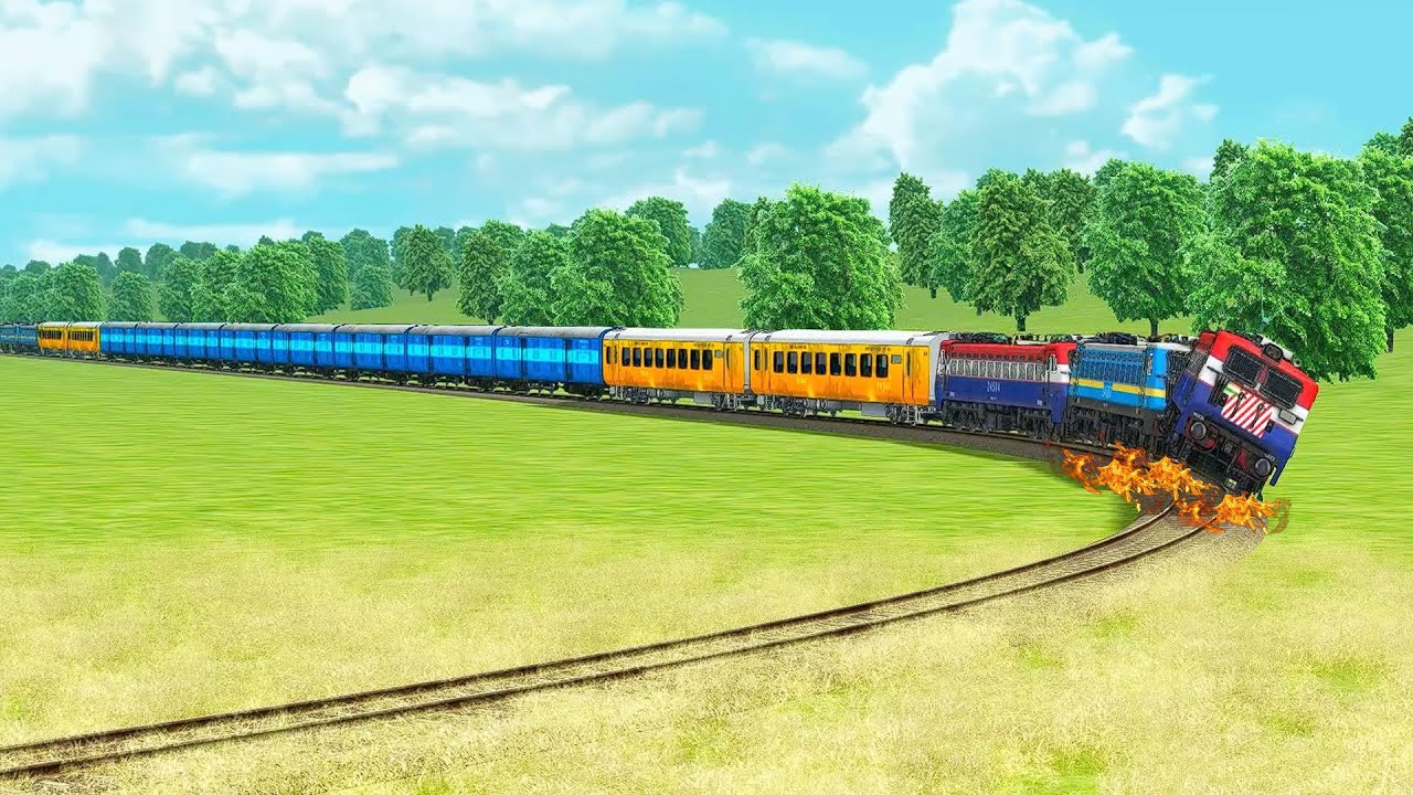 3 HIGH SPEED TRAINS vs SHARP BEND RAILROAD TRACK Indian Railways