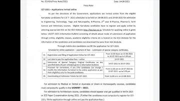 KCET 2021 online application form www.kea.kar.nic.in