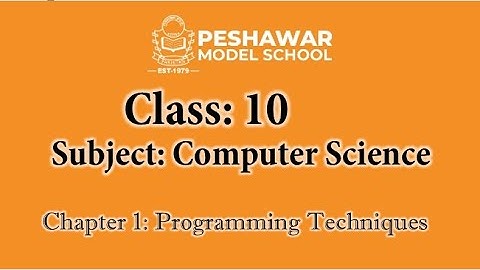Computer Science | Class 10 | Chapter 1 | Programming Techniques