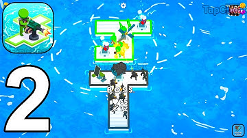 War of Rafts: Crazy Sea Battle - Gameplay Walkthrough Part 2 Sea Raft War Army Commander Base Defens