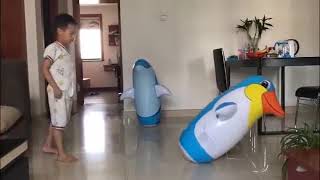 Outdoor Fun And Sports Soft Plastic Tumbler Inflatable Penguin for Children Indoor Play screenshot 3