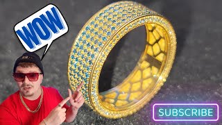 Blue Lab Diamond Eternity Ring from Etsy