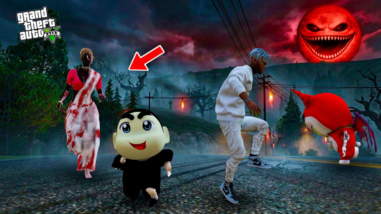 GTA V: Evil Ghost Attacks Shinchan & Franklin at Home #mrprashu #prashugamer #shinchan