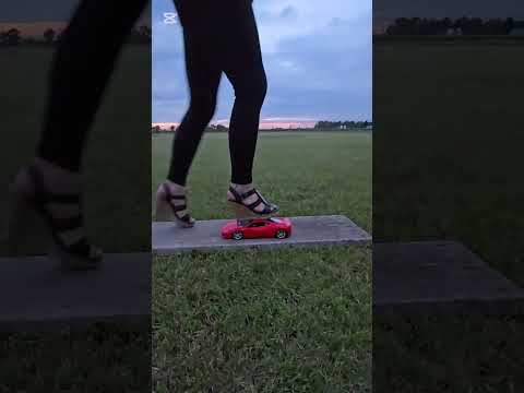Ferrari crush part 2 #asmrcrush #highheels #modelcarcrush #asmrcrunch #toycarcrush