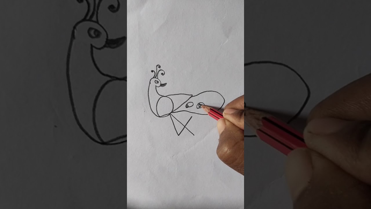 How to draw a peacock 🦚 easy drawing with number 64 =मोर का चित्र बनाना सीखें | How to draw peacock 