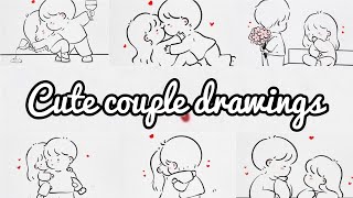 Cute couple drawings / Aesthetic drawing ideas /easy drawing Cute couple drawings / Aesthetic drawing ideas /easy drawing