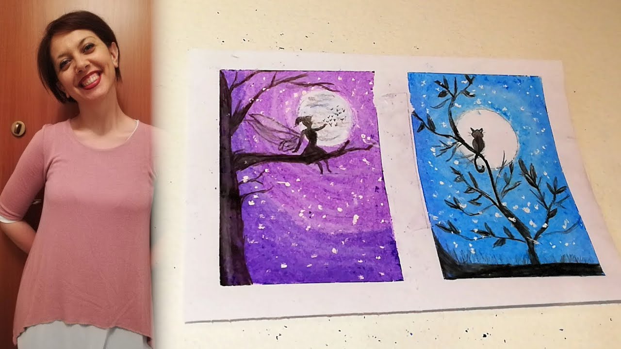 Due paesaggi disegnati con pastelli a cera - YouTube
