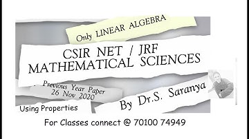 CSIR NET/JRF Mathematical Sciences previous year !  26 Nov20 Linear Algebra Part B and Part C