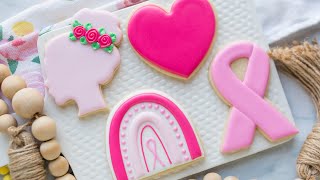 Relaxing Cookie Decorating, Breast Cancer Awareness Cookies #cookiedecorating #royalicing