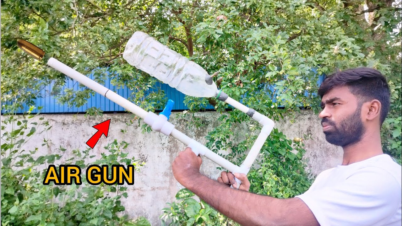 Making AIR GUN IN PVCவேஸ்ட் வாட்டர் பாட்டல் வைத்து gun செய்யலாair gun