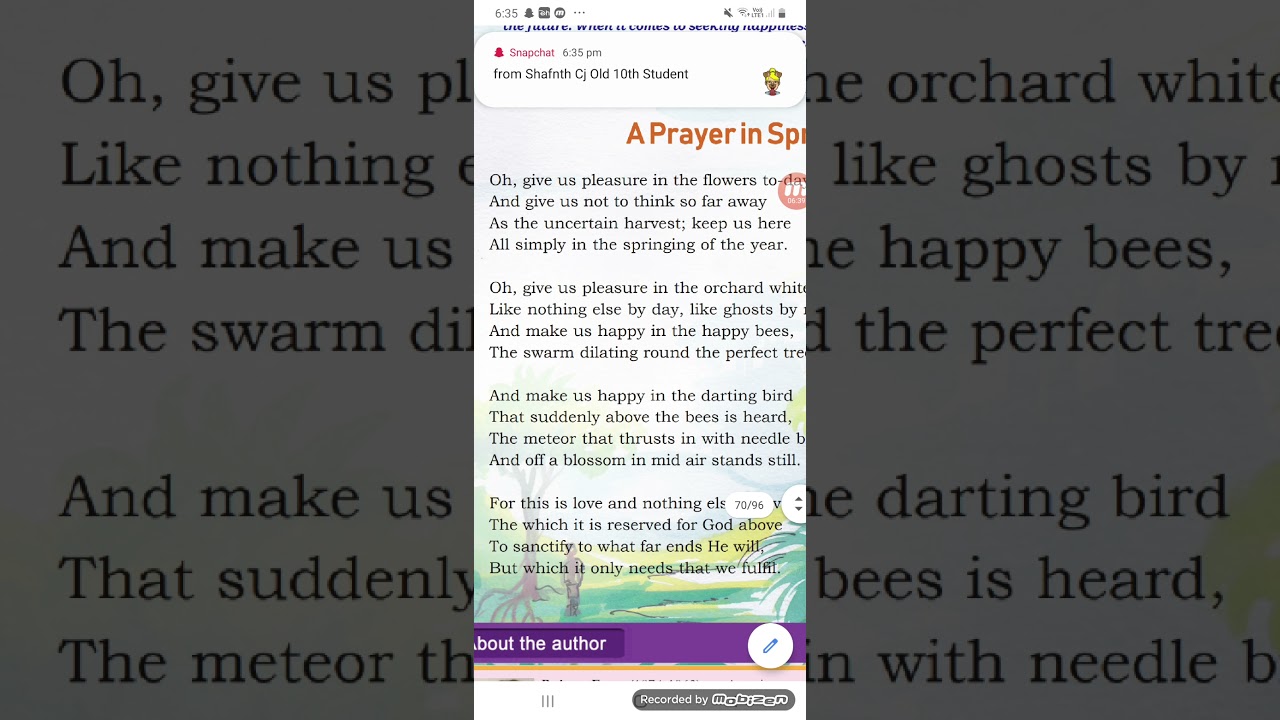 9th English poem A Prayer in Spring' by Robert Frost.