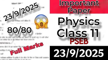 23 September Physics Class 11 Solved Real Paper Term-1 Watch Now! #pseb #class11 #realpaper