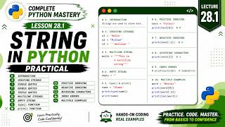 Python Strings Practical | Creating Strings & String Indexing | Lesson 28 (Part 1) | Hindi/Urdu