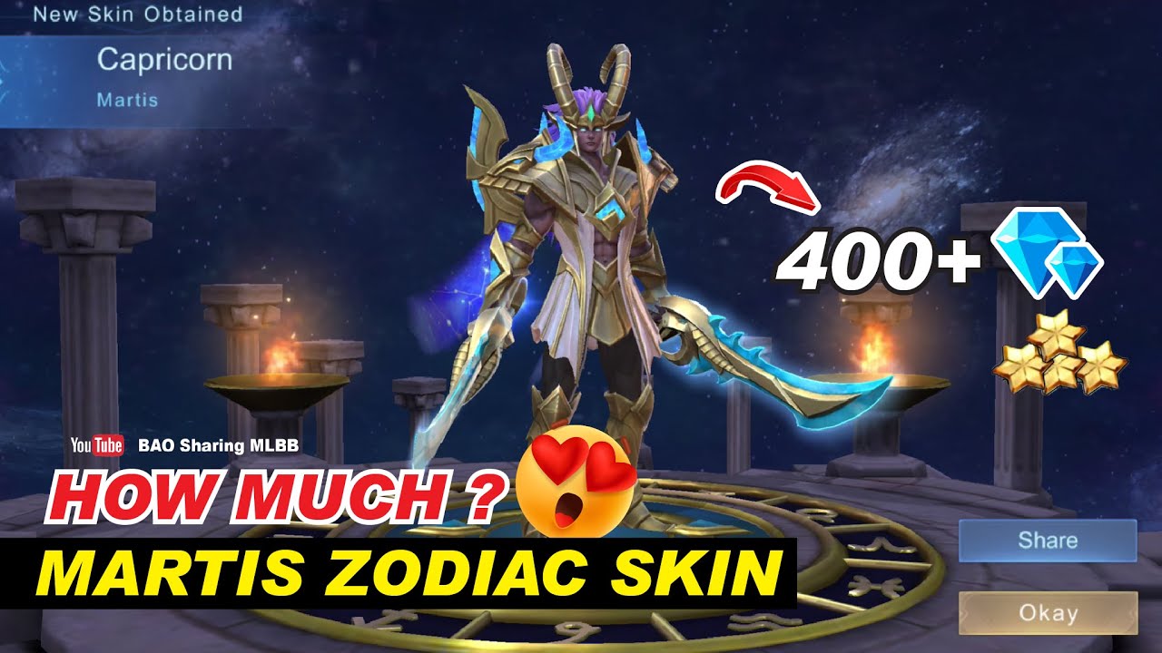 How Much Martis Zodiac Skin Capricorn Cost use Crystal of Aurora MLBB 2022 YouTube