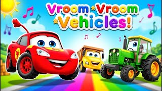 Vroom Vroom Vehicles Fun Car Truck Song For Kids - Tiny Tubes Tv