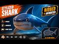 Stylized Shark 3D Model | Rigged + Animated | Game Ready | Full Preview (Wireframe + Animations)