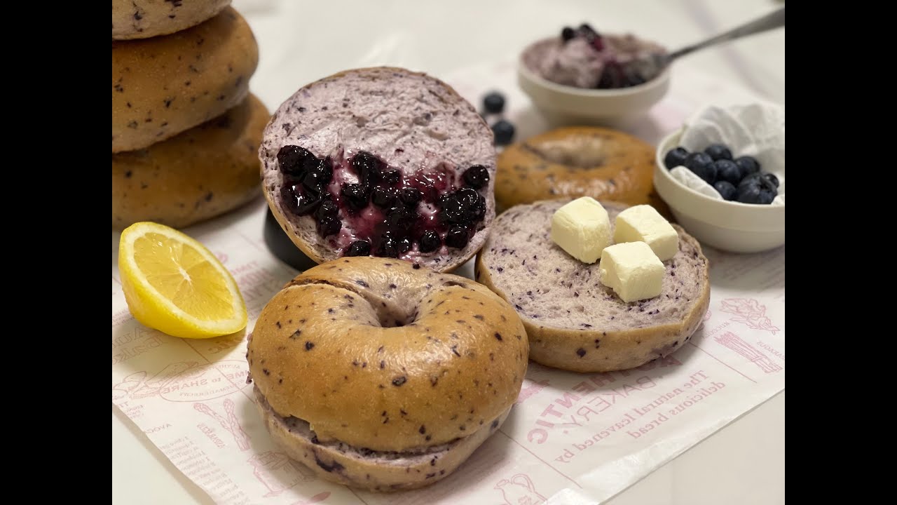 Blueberry Cream Cheese Bagels 蓝莓奶酪贝果 YouTube