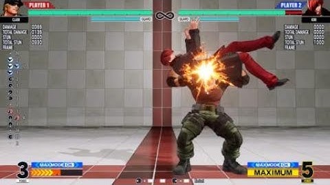KOF XV Clark 2HP command grab range on training stage