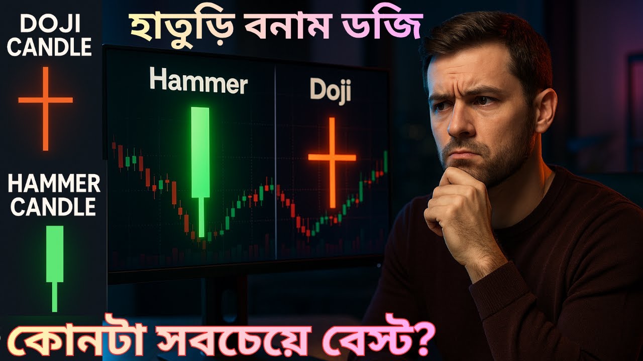 Hammer vs Doji – কোনটা ভালো? Hammer vs Doji Candle Explained in Bangla|