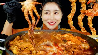 MUKBANG ASMR | Delicious Spicy Stir-fried OctopusShrimp?Cow Intestines?Eat Eatingshow Realsound 아라