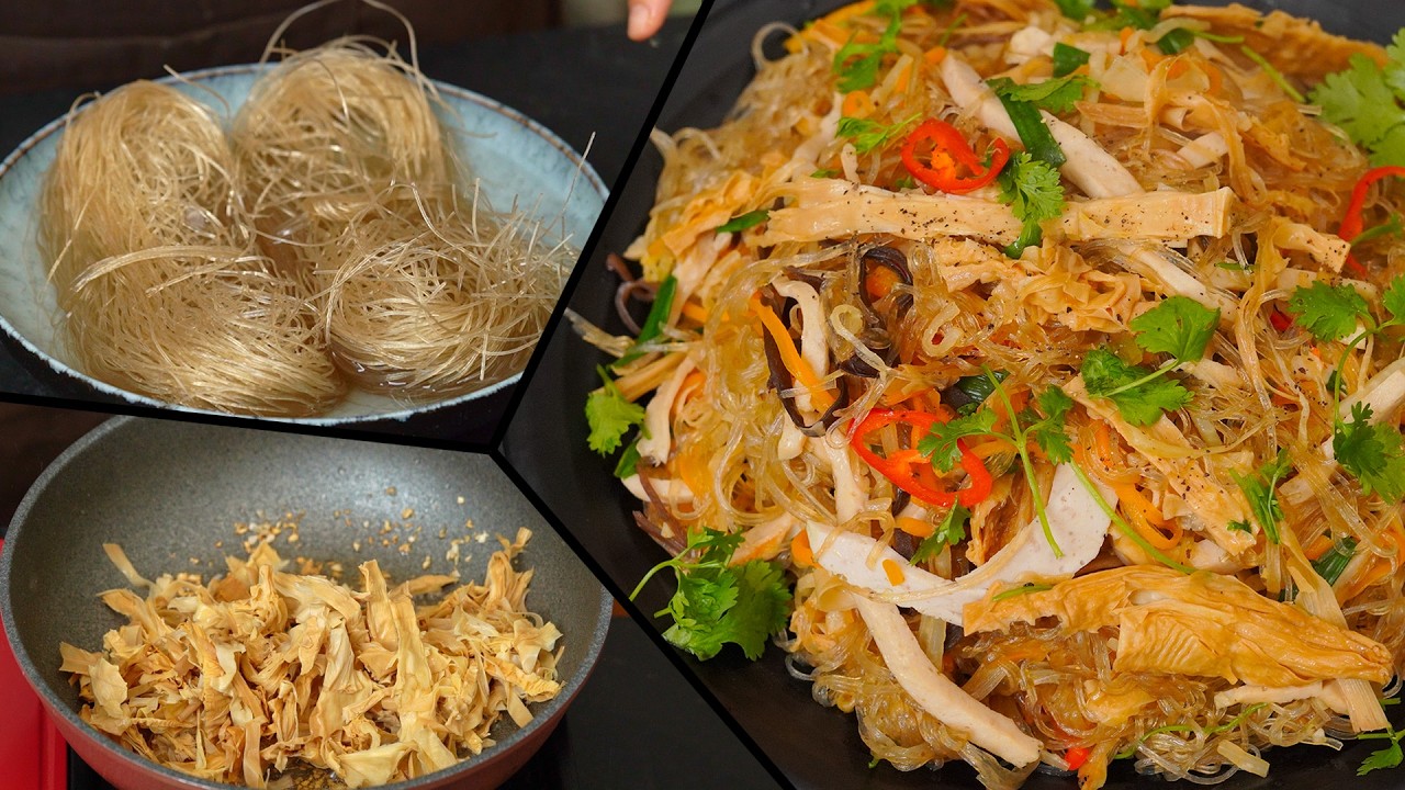 Miến xào măng khô và lòng mề