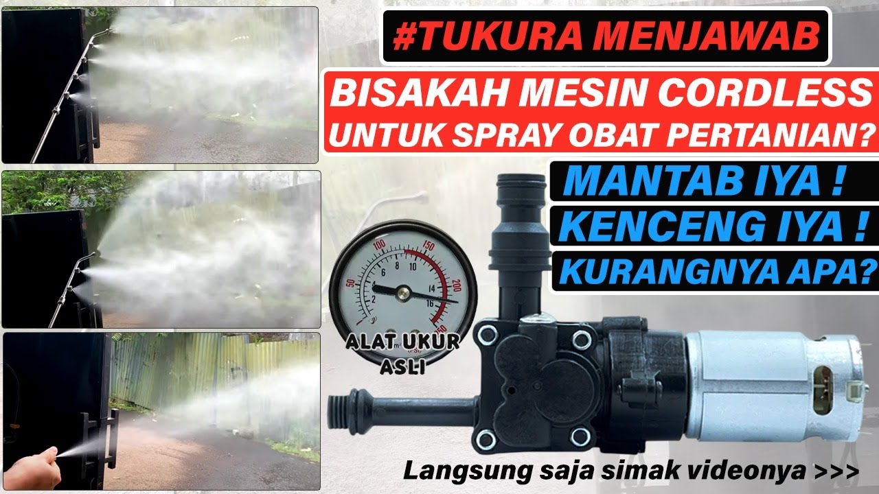 Ujicoba Review Dinamo Motor DC 21 Volt Cordless Untuk Spray Pertanian Paralel sampe lebih 250 Psi