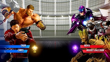 Thor & Chris vs Nova & Rocket Raccoon (Hardest AI) - Marvel vs Capcom Infinite