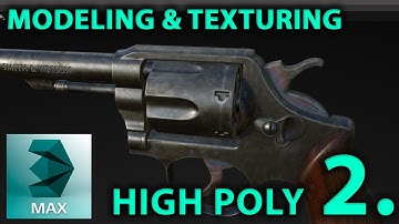 Gun Modeling and Texture (highpoly revolver / pistol) HUN 3DSMax 3D weapon Tutorial PART 2.