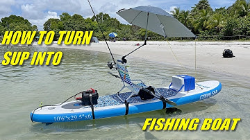 Cheap inflatable SUP Paddle Board with Electric Fin and Beach Chair. Turn SUP into Fishing machine.