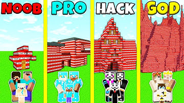 Minecraft Battle: NOOB vs PRO vs HACKER vs GOD: TNT BLOCK BASE HOUSE BUILD CHALLENGE / Animation