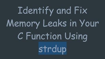 Identify and Fix Memory Leaks in Your C Function Using strdup