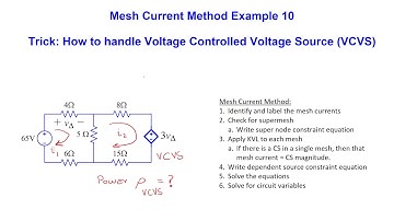 Mesh Current - Example 10 (Trick: How to handle VCVS)