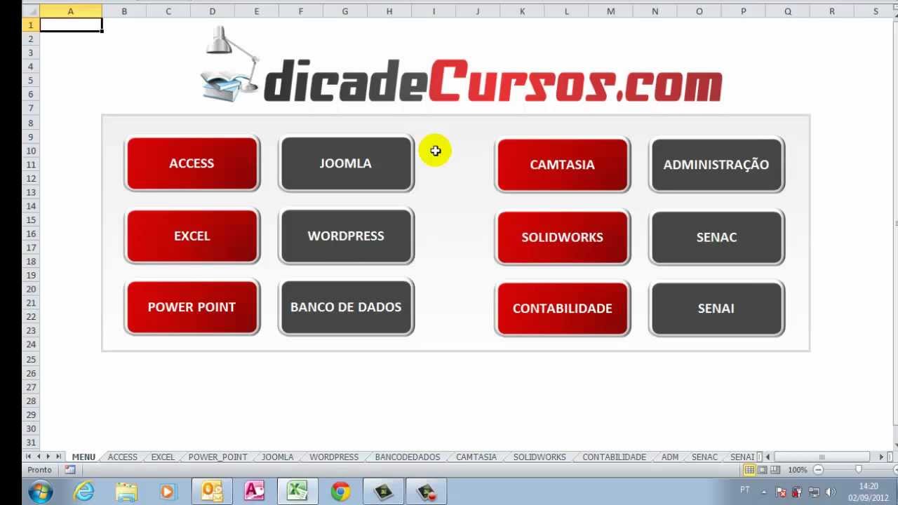 Menu em Excel sem macros - YouTube