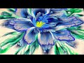 (244) Beautiful blue flower made with paper napkin - Acrylic painting tutorial - Reverse flower dip