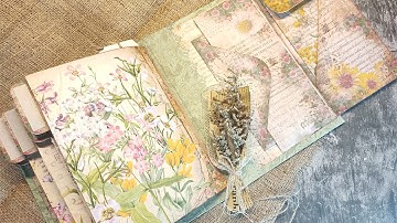 My White Cat Journal, TUTORIAL, Among The Wildflowers, Junk Journal Kit, Cover, Stitching Signatures
