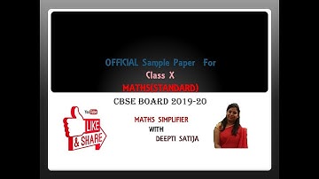 CBSE Update:Maths(Standard) Official Sample Paper|Class X|CBSE Board|2019-20