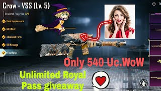 Crow Vss crate opening and max it to Lv5 | Unlimited Royal Pass Giveaway |