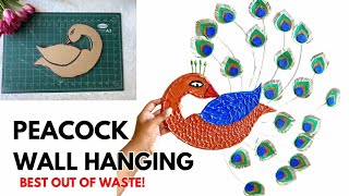 DIY Peacock Wall Hanging||Best Out Of Waste Craft Idea|Low cost Home Decorating Idea/Recycled craft