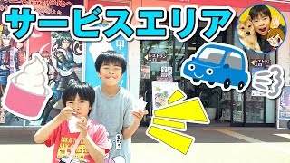 高速道路サービスエリアで遊ぼう！　日本一のソフトクリーム　三木SA　おでかけ　兄弟　子供　ドッグラン　かくれんぼ　車