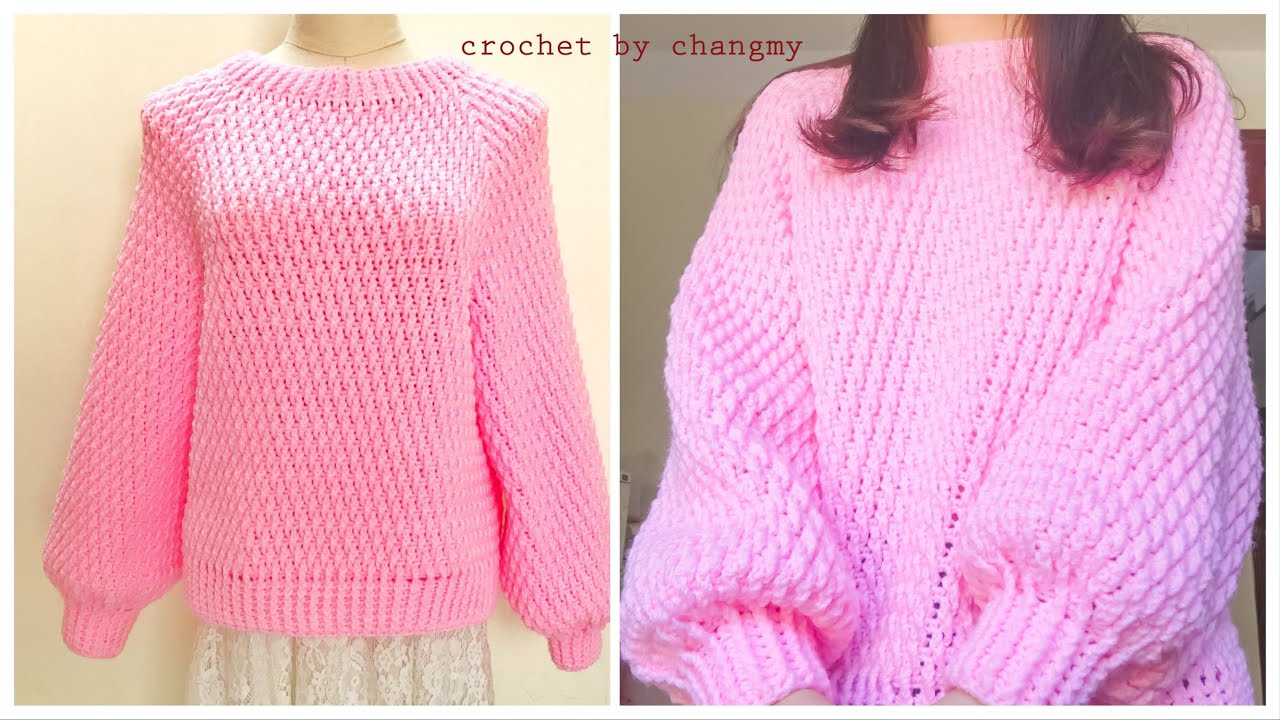 Học đan áo len nữ | DIY crochet sweater | Hướng dẫn móc áo len top down mùa đông cực xinh | by changmy