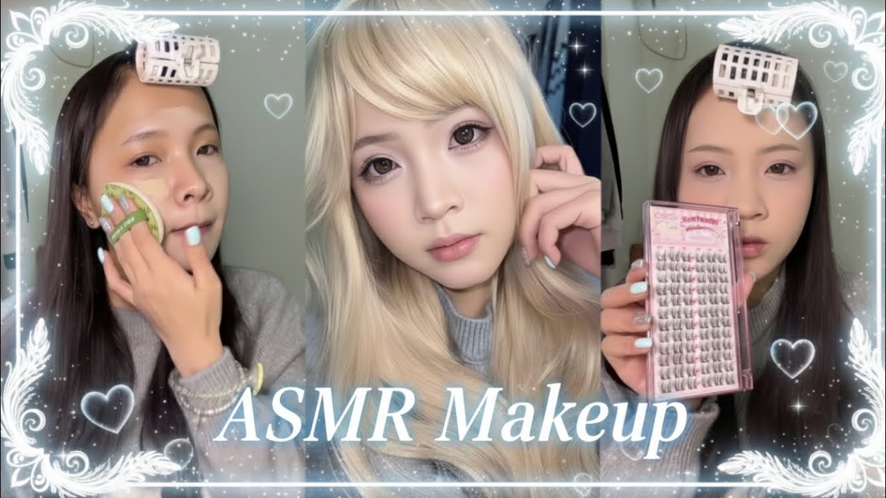 ASMR Makeup 🖤 Aesthetic video tutorial 🍃Asian Makeup 🎀