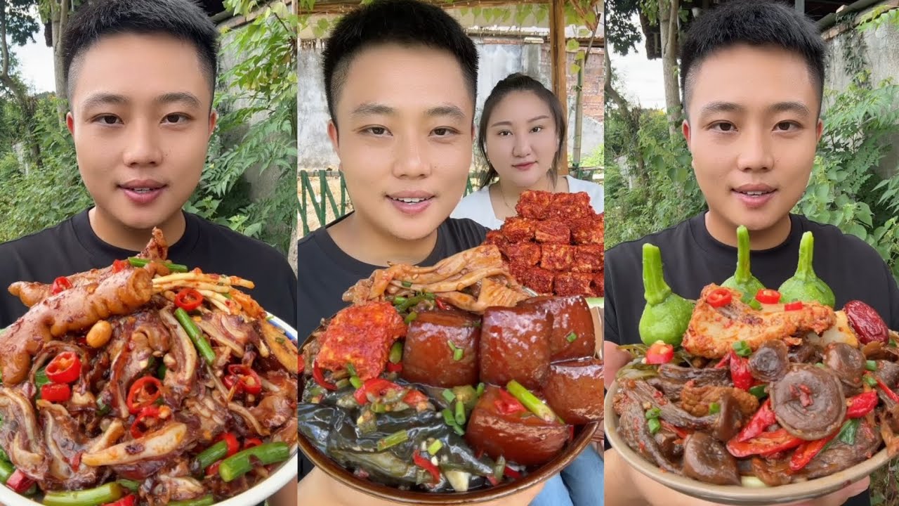 Yummy #01:Eat braised pork belly fried squid🦑😋 roll🥐 intestine belly boil 