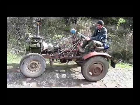 самодельный тракторомобиль; тест-драйв! თვითნაკეთი მინი ტრაქტორომობილი, ტესტ-დრაივი!