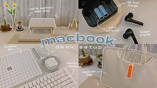 my Macbook Air M1 setup 🍏 unboxing accessories, cozy desk makeover, aesthetic customization