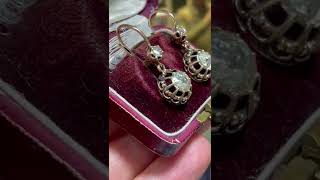 Antique Original Islamic 14K Gold Natural Rose Cut Diamond Solitaire Earring