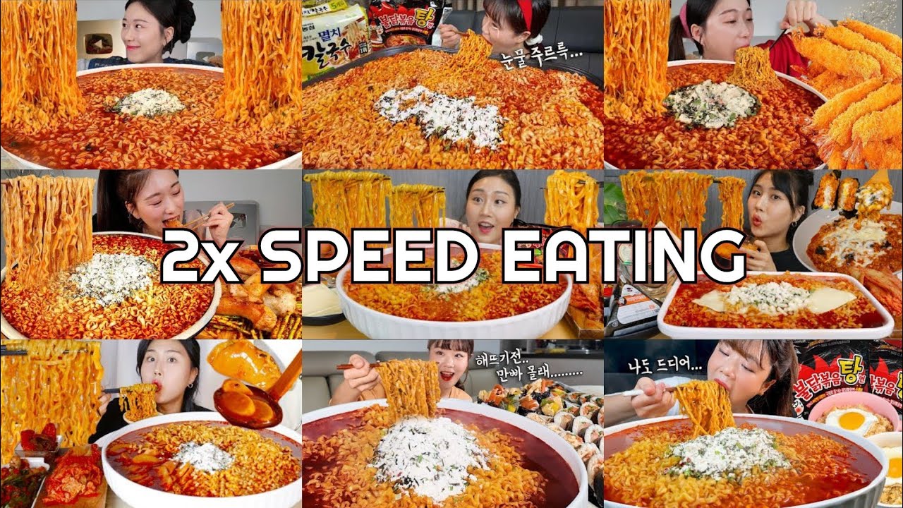 *30 MINS* Spicy Noodles Ramyeon Mukbang | ASMR 2x Speed Eating Show 