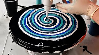 (745) Spinning SPIRAL reverse flower dip ~ Flower clock with acrylic pouring technique ~ Fiona Art