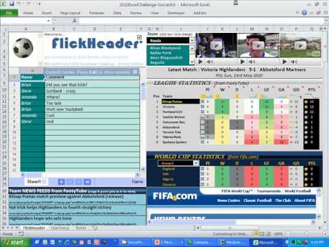 soccer dashboard for excel 2010 challenge youtube excel in sports
