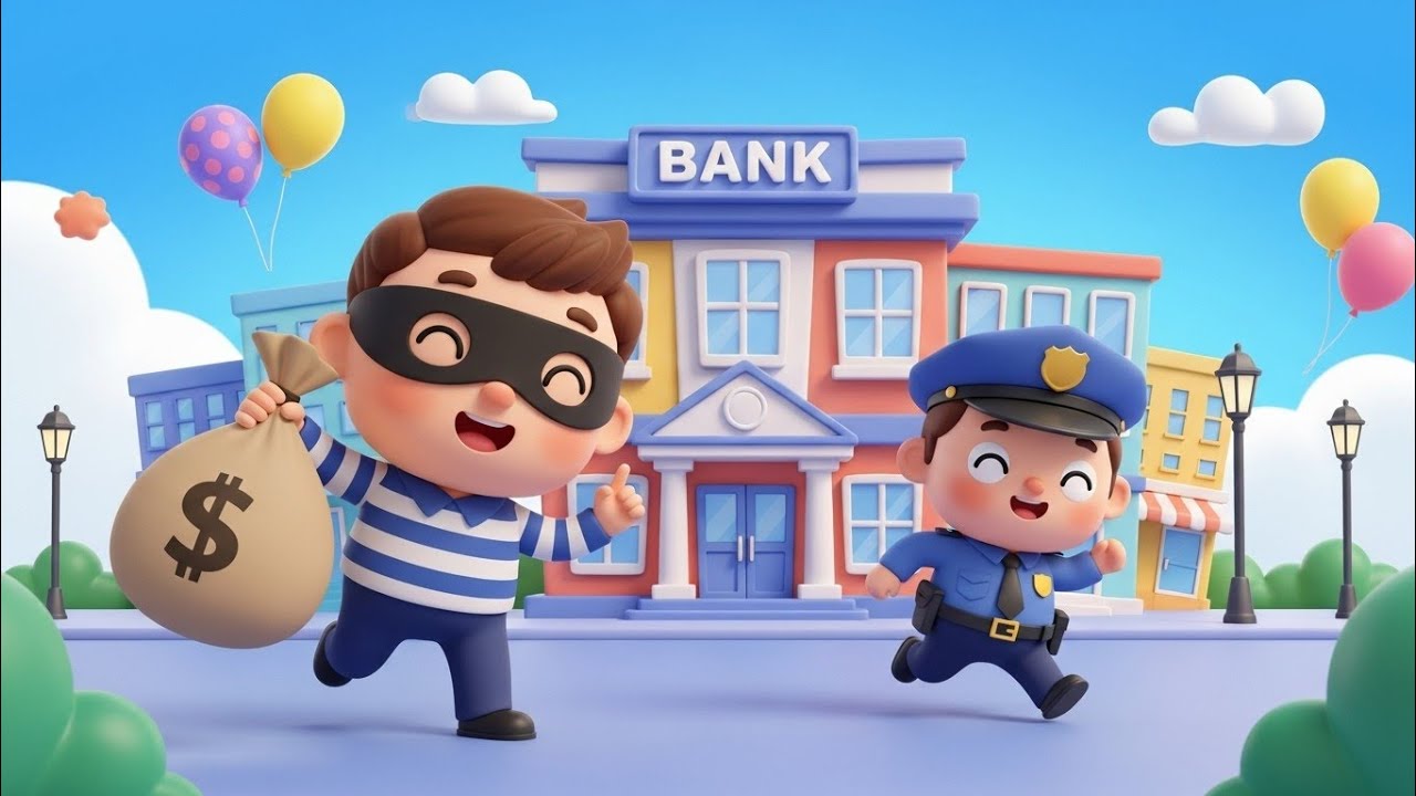 Police adventure🚔👮‍♂️💰| Bank safety cartoon for kids